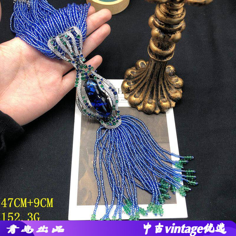 新中式多层珠串珠长款吊坠项链胸