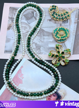 电镀真金养殖玉石套装项链花朵胸