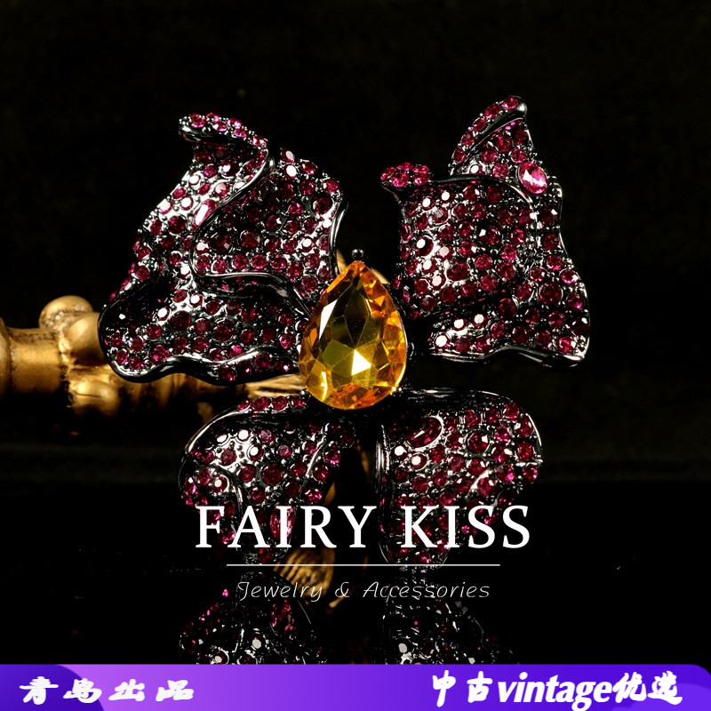 中古奢华镶嵌彩钻高级感重工胸针