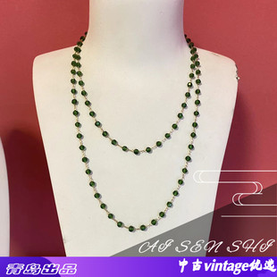 项链 简约气质叠戴眼镜链项链 复古切面圆珠长款装饰中古项链