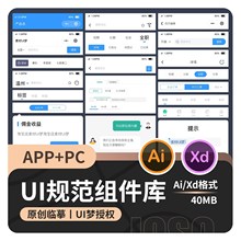 UI设计规范小程序模板手机APP界面PC页面中文组件库排版XD/AI素材