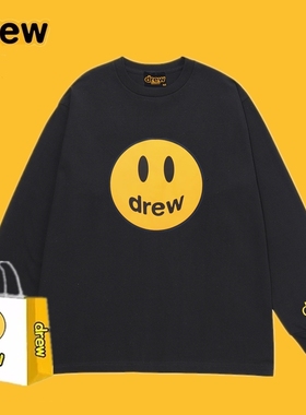 Drew笑脸长袖T恤男贾斯汀比伯网红同款FOG高街潮流宽松情侣打底衫