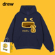Drew美式 潮牌复古趣味印花连帽卫衣男女情侣休闲宽松秋冬加绒外套