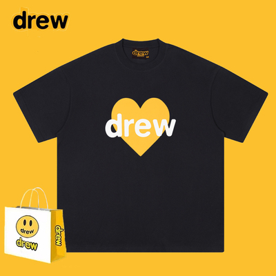 重磅Drew笑脸爱心字母印花短袖男