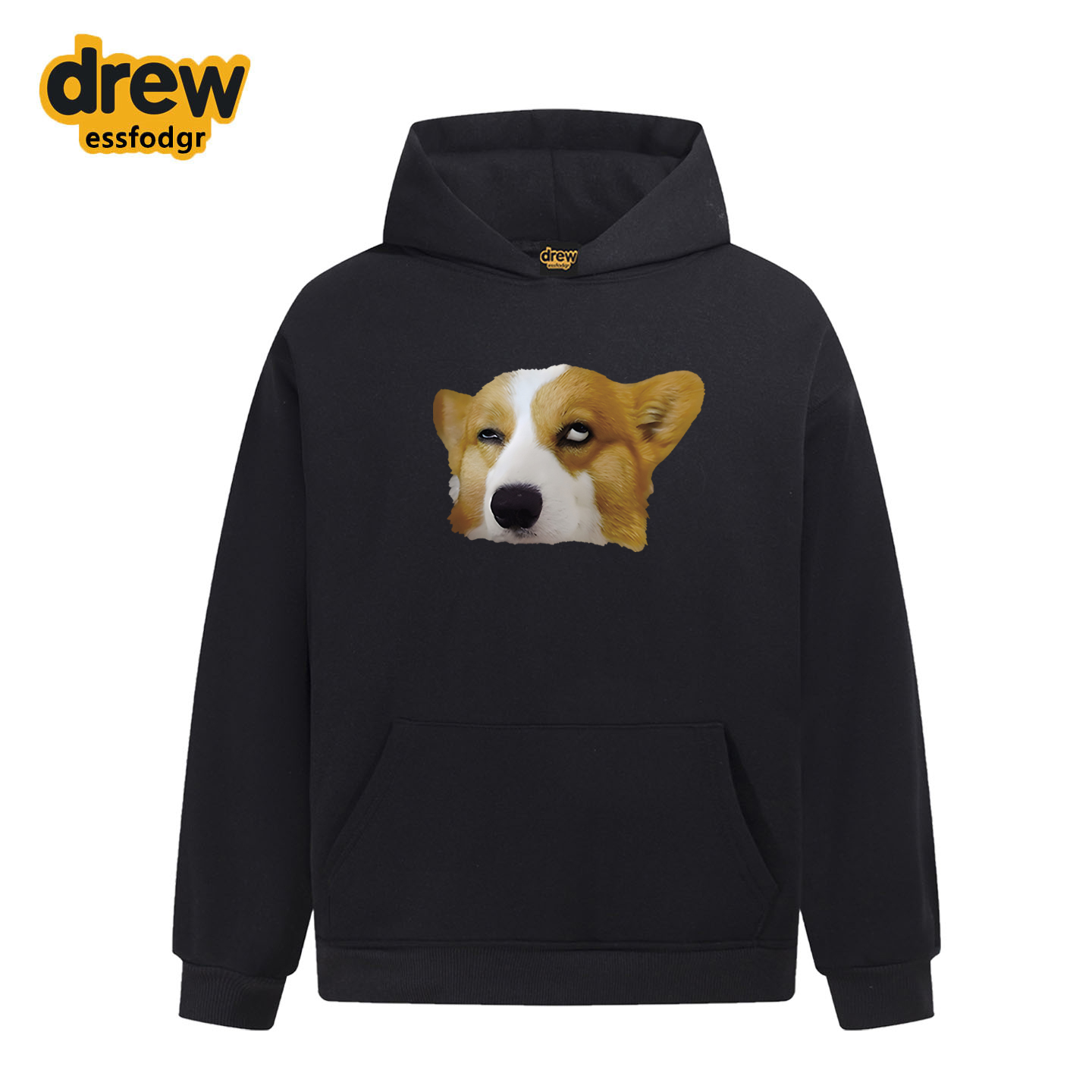 Drew美式潮牌趣味狗狗连帽卫衣