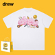 Drew笑脸气球涂鸦卡通短袖 男女同款 高街潮牌FOG宽松情侣纯棉T恤夏