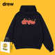 Drew笑脸字母火焰连帽卫衣男女秋冬美式 高街潮牌宽松情侣加绒外套