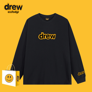 Drew美式潮牌字母长袖T恤男女贾斯汀比伯高街宽松情侣上衣打底衫
