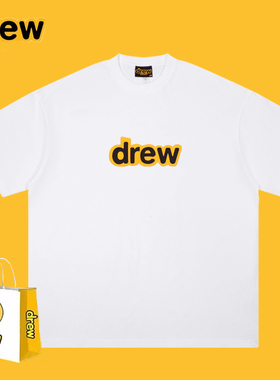 Drew笑脸字母短袖贾斯汀比伯男女同款潮牌高街情侣纯棉打底衫T恤