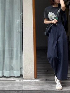 150小个子定制纯棉梨形夏季薄款女裤微胖显瘦阔腿裤九分裤女长裤