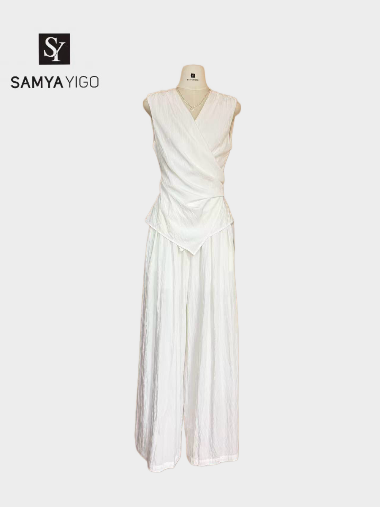 2026 SAMYA YIGO夏季新款时尚百搭显瘦背心阔腿裤两件套装2038款