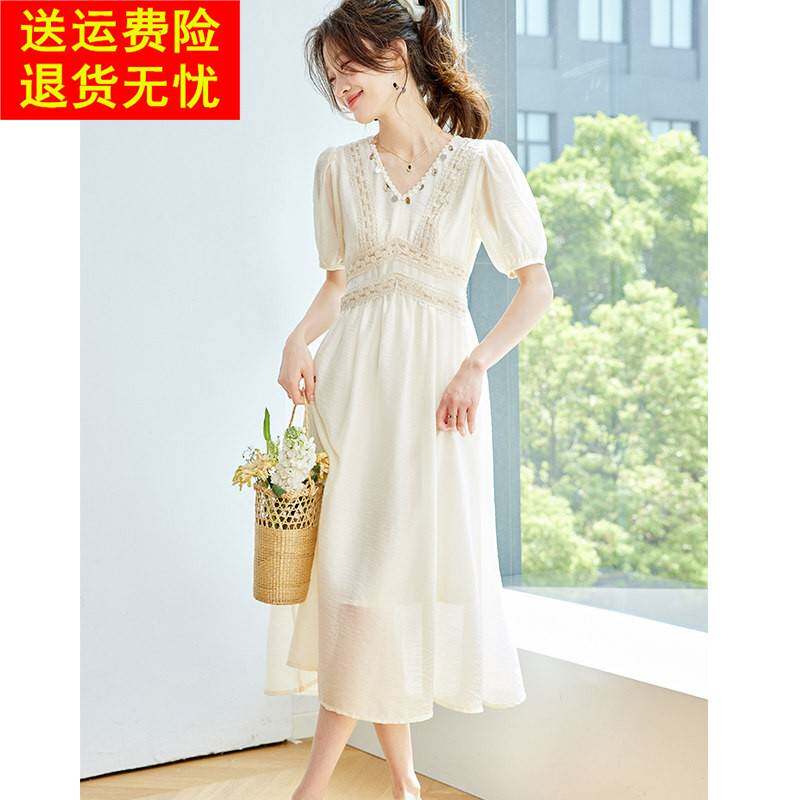 巨好看的度假风雪纺洋装女2026新款夏季小众不撞款收腰显瘦裙子