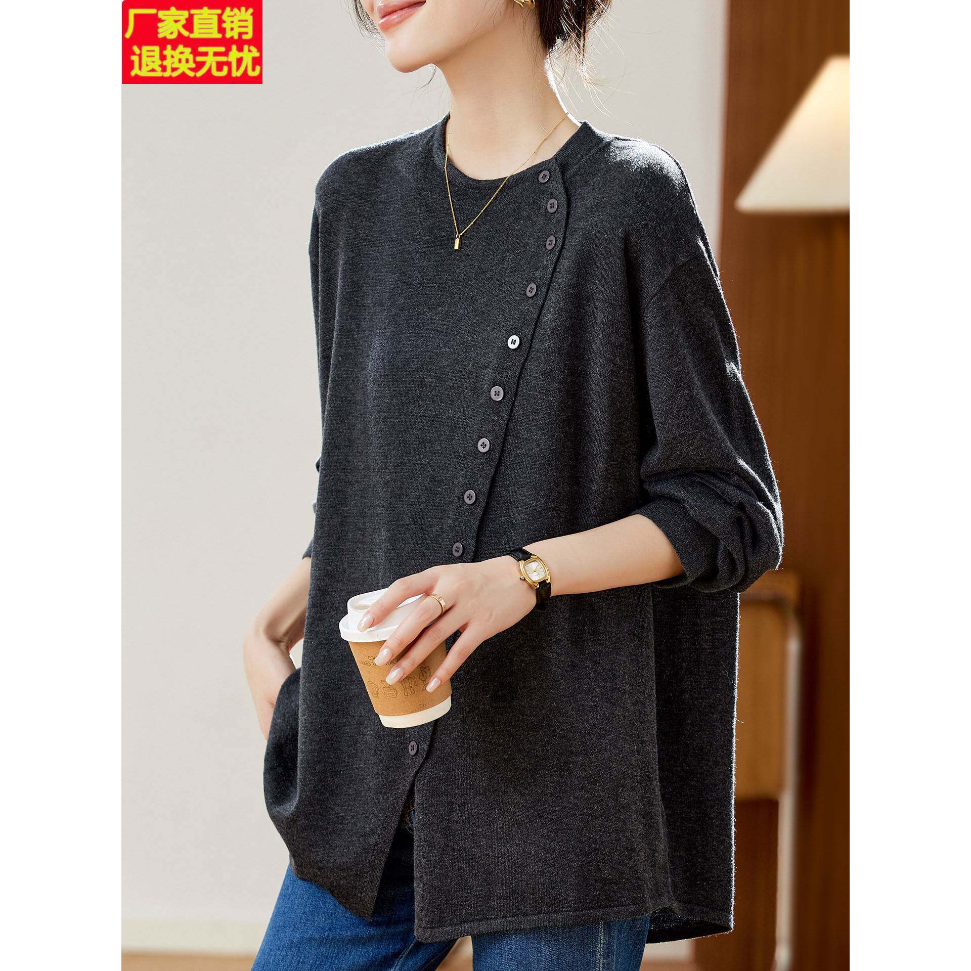 大码女装洋气中长款毛衣中年胖妈妈装宽松遮肚子针织衫加肥羊毛衫