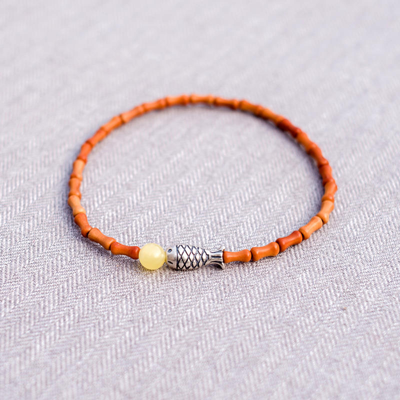 言午原创风竹节简约纤细小鱼手链