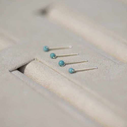 原矿绿松石秀气敲好看百搭耳钉