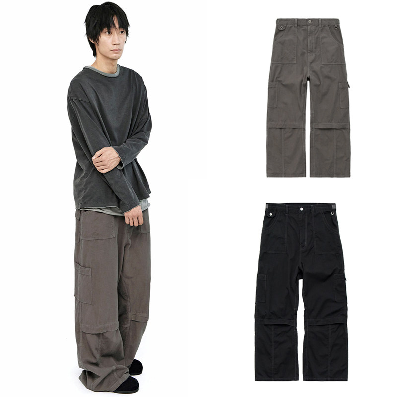 POLYTERU 25秋冬新款宽松休闲工装裤日韩多口袋直筒裤韩国代购