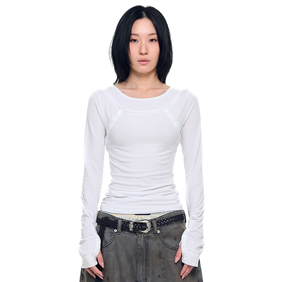 AAKAM 25秋季新品机能风修身拼接长袖T恤百搭打底上衣韩国代购