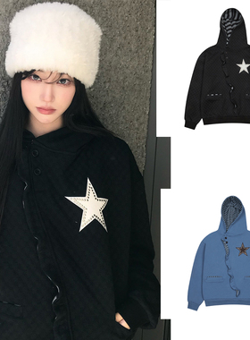 LUV IS TRUE 25冬季新款星星连帽卫衣T恤ins风帽衫韩国代购