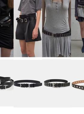 现货LCDC 25秋新品个性百搭腰带复古牛皮叠穿潮流皮带韩国代购