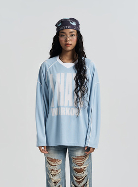 苏新皓同款HDEX 25春夏季新品美式学院风星星字母长袖T恤韩国代购