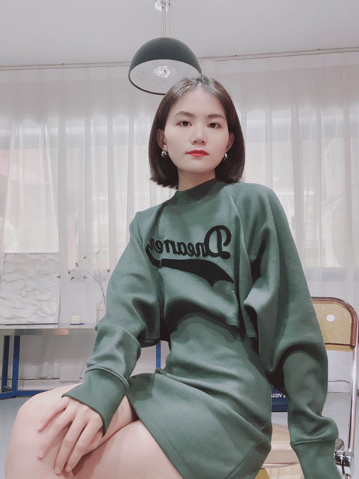 ych21早秋新款字母卫衣露腰刺绣