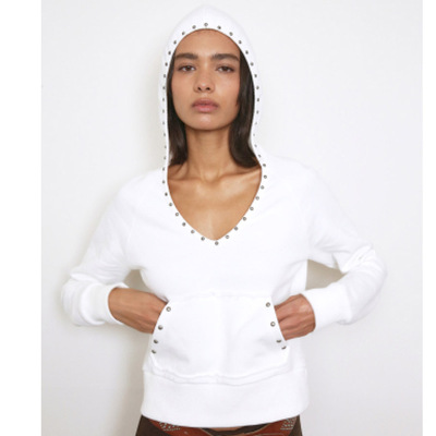 郑雅贤同款Polysooem 24冬修身柳钉连帽卫衣纯色休闲百搭上衣韩代