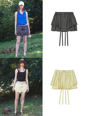 TheopenProduct2023夏季新品拼接假两件半裙设计感包臀迷你超短裙