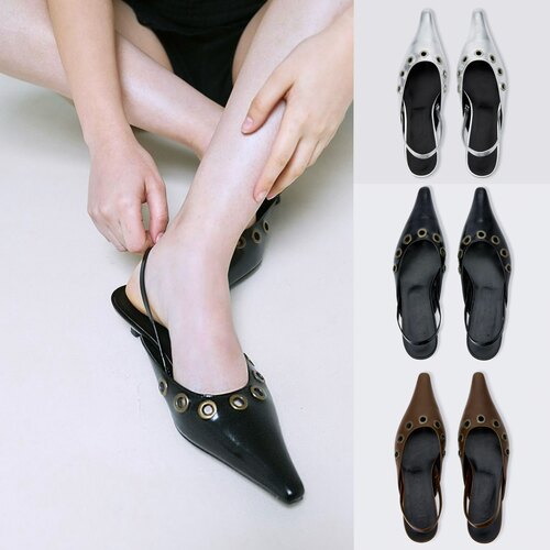 Polysooem 24夏季新款法式高跟凉鞋一字带气质浅口鞋韩国代购