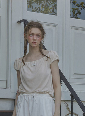 LETERIE 24夏季新品设计感褶皱短袖T恤纯欲风宽松上衣韩国代购