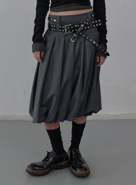 现货LCDC 25秋季新品简约学院风休闲百褶花苞半身裙韩国代购