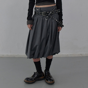 现货LCDC 25秋季新品简约学院风休闲百褶花苞半身裙韩国代购