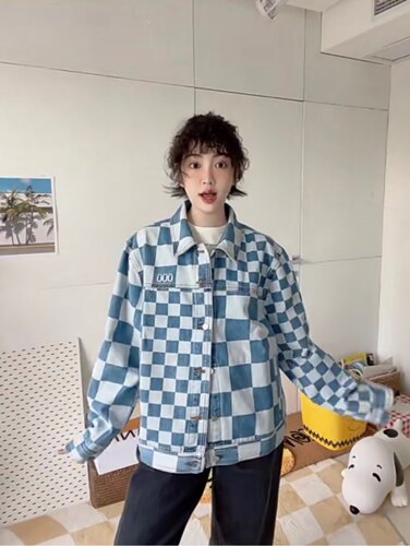 ISTKUNST春夏格子休闲长袖衬衫