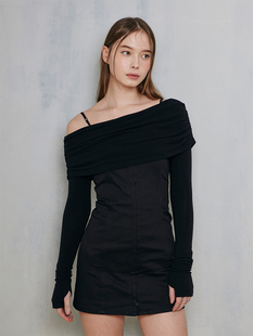 NOTYOURROSE 23秋季新款法式性感辣妹露肩连衣裙显瘦裙子韩国代购