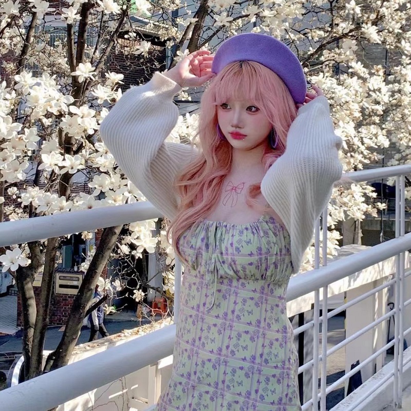 LUVISTRUE春夏印花吊带连衣裙