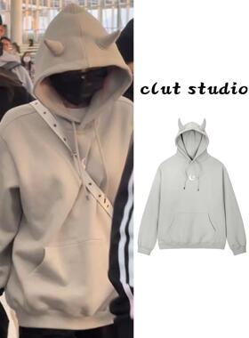 崔叡娜同款CLUT STUDIO23秋二次元美少女印花连帽卫衣帽衫