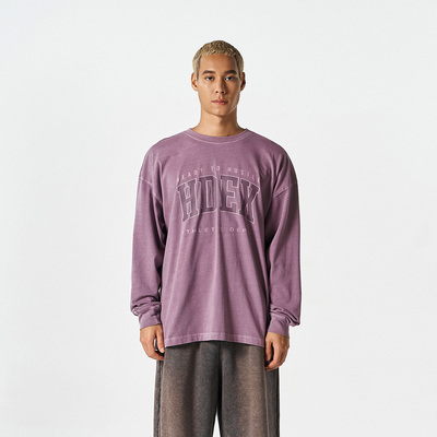 HDEX 25秋新品简约字母刺绣长袖卫衣宽松通勤上衣韩国代购