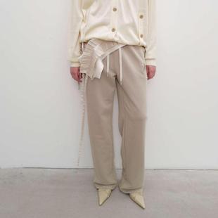 YY25春夏新品 韩国代购 刺绣松紧腰休闲裤 直筒运动裤 经典 现货OPEN