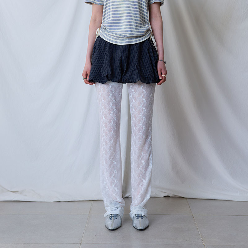 LARTIGENT 25夏季新品修身蕾丝微透纯欲风打底裤休闲裤韩国代购