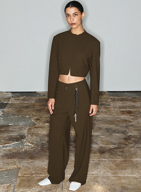 TheOpenProduct2023春季新品纯色圆领短款西装外套半裙西装裤