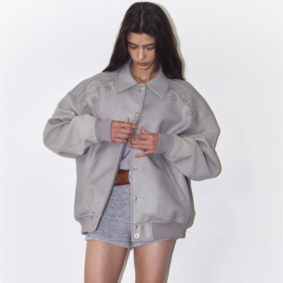 现货/Polysooem 24秋季新款金属小众设计感翻领机车外套韩国代购