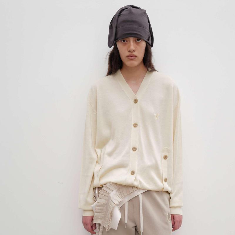 OPEN YY25春夏格雷系纯色针织开衫多种穿法毛衣外套韩国代购