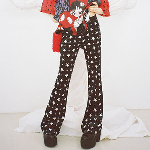 STUDIO 韩国代购 25春季 复古y2k星星印花休闲喇叭裤 新品 CLUT