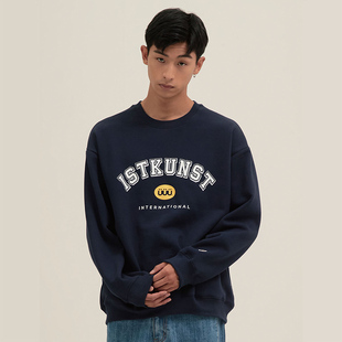 秒发ISTKUNST 21早秋新款数字圆领英文印花宽松套头卫衣韩国代购