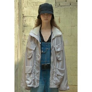 OPEN YY 26春复古工装多口袋夹克外套翻腰边工装裤套装韩国代购