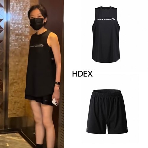 SM现货孙千同款HDEX 25夏宽松速干健身无袖背心短裤套装韩国代购