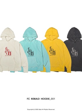 oido|FETCH 拼接连帽卫衣字母印花休闲情侣款 20秋冬韩国代购