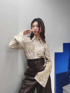 YCH 21早秋新款碎花复古长袖衬衫通勤气质衬衣韩国代购