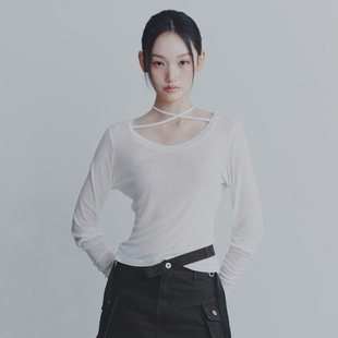 PAIN OR PLEASURE 25秋新品修身微透芭蕾风T恤上衣韩国代购