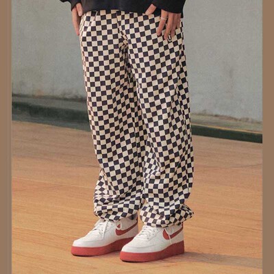 ISTKUNST春夏格子休闲运动长裤