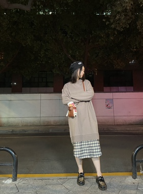 秒发ROCKET X LUNCH2019秋冬假两件拼接连衣裙休闲韩版卫衣裙加棉